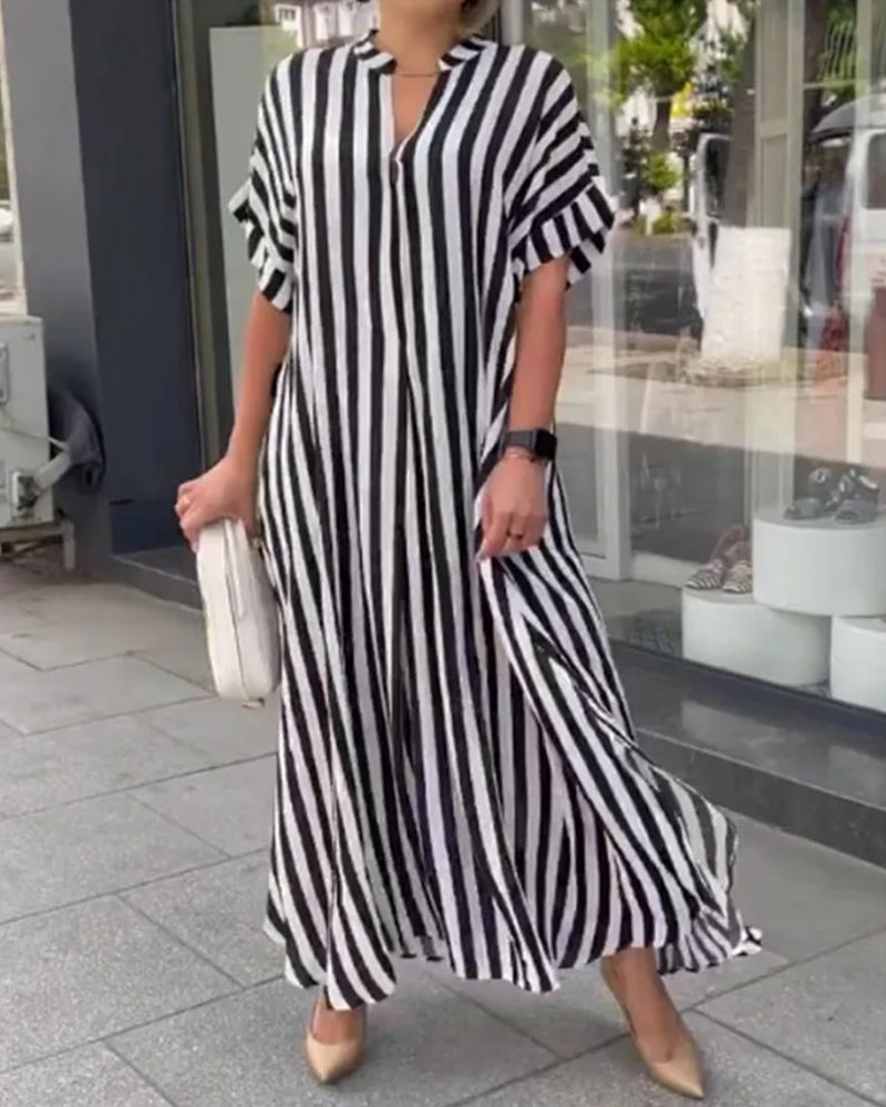 Amara | Elegante jurk met V-hals en strepen | 50% KORTING!